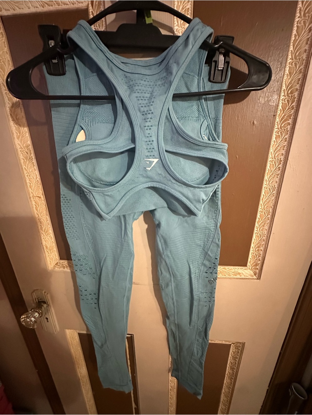 Gymshark Light Blue Seamless Racerback Sports Bra and Leggings
